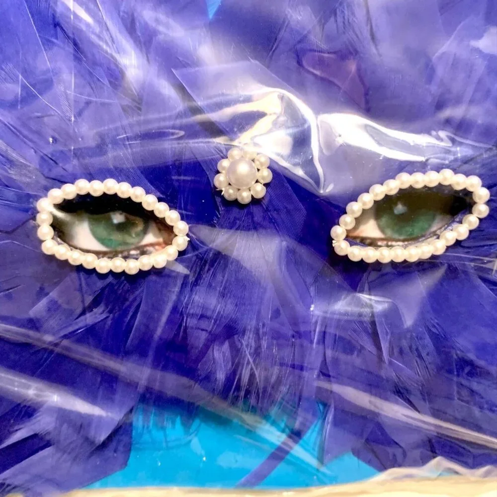 Fright Factory Fantasy Bird Mask Blue Feather Costume Halloween Mardi Gras